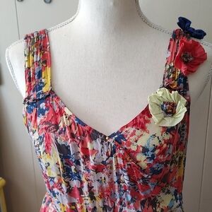 Colorful Rosette Asymmetrical Sundress with Scoop Neck Medium
